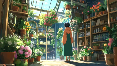 Indoor Garden View with Person