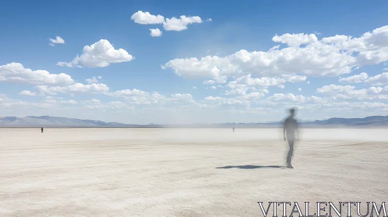 AI ART Blurred Figure in Desert Landscape