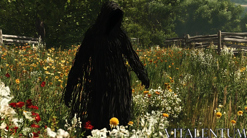 Darkness Among the Flowers AI Image