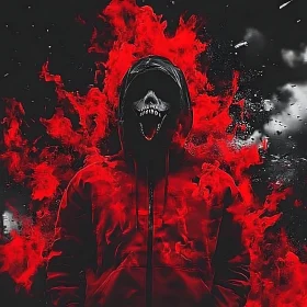 Hooded Skull Figure in Infernal Hues