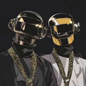 Robotic Figures with Gold Chains