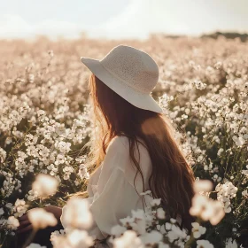 Serene Woman in Floral Meadow