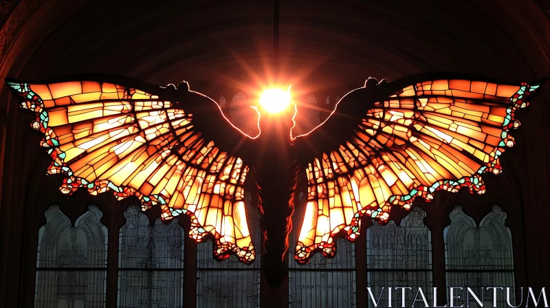 Radiant Angel Wings Window Art AI Image