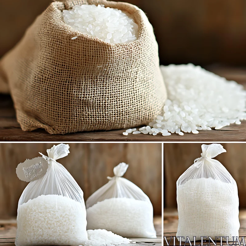 White Rice Packaging Varieties AI Image