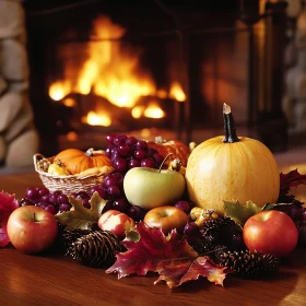 Pumpkins and Apples by the Fire