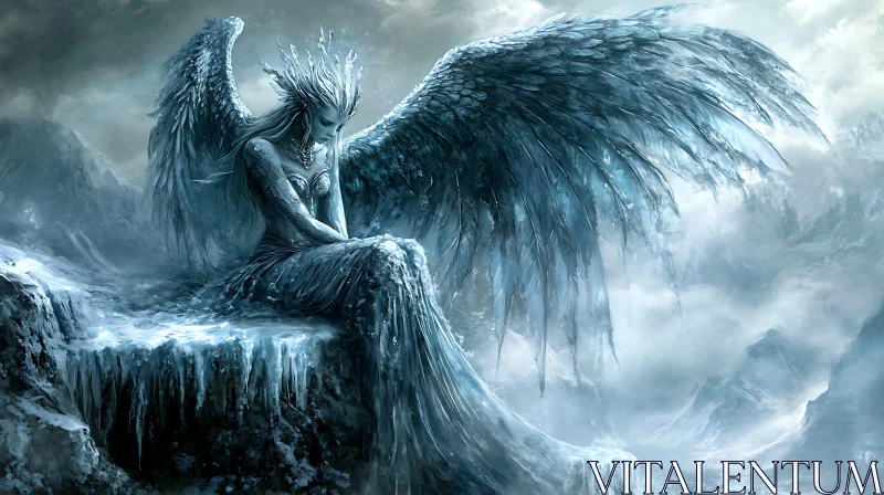 Ice Angel Contemplation AI Image