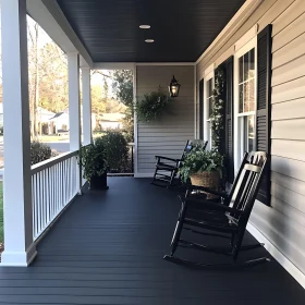 Charming Porch Scene with Rocking Chairs