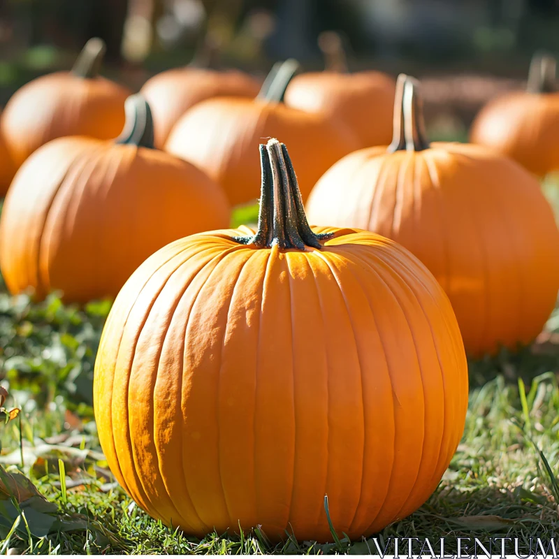 Field of Pumpkins in the Sunlight AI Image