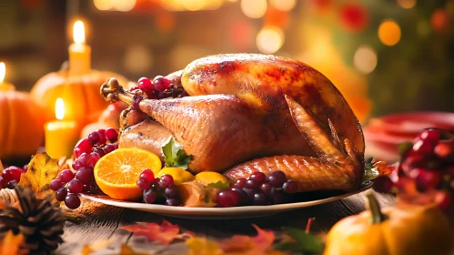 Roasted Turkey with Autumnal Garnishes