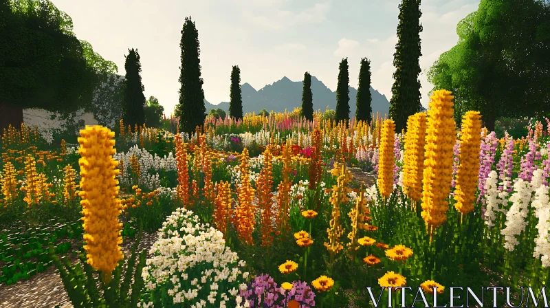 Colorful Flower Garden Landscape AI Image