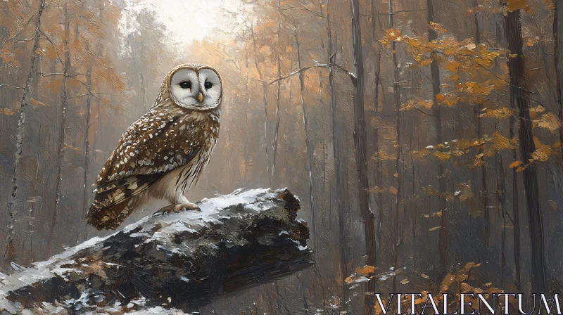 AI ART Serene Owl Amidst Fall Foliage