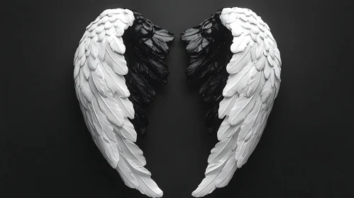 Wings of Contrast: Angelic Art Piece