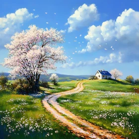 Idyllic Landscape with a Path to Home