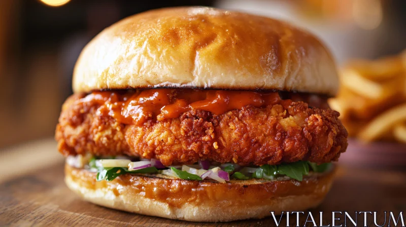 Golden Brown Breaded Chicken Sandwich AI Image