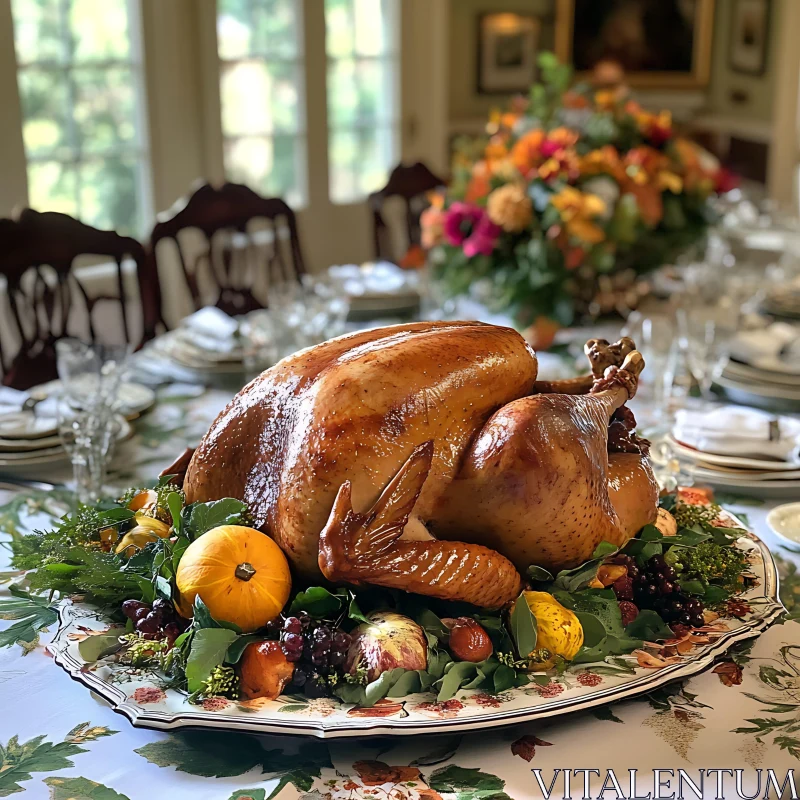 Golden Thanksgiving Turkey Centerpiece AI Image