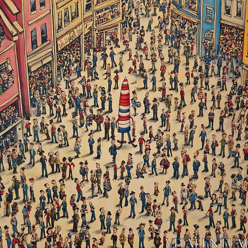 Animated Crowd in City AI Image