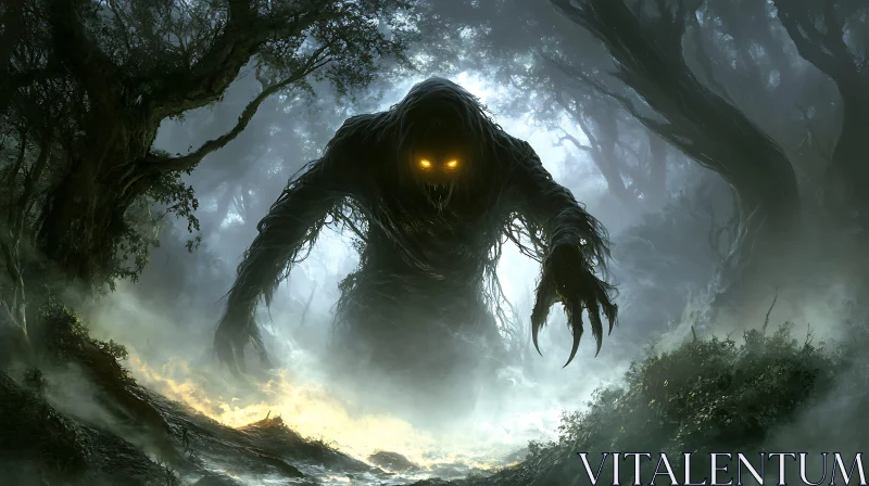 AI ART Monster in the Mist: A Dark Forest Creature