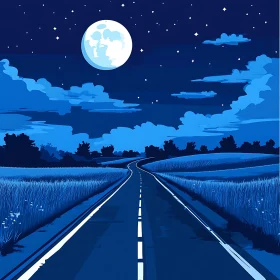 Night Road Under the Moon