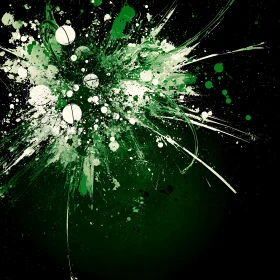 Green Splatter Art Composition