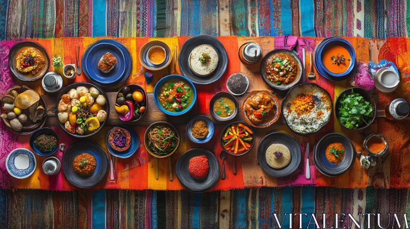 Vibrant Food Array on Decorative Table Setting AI Image