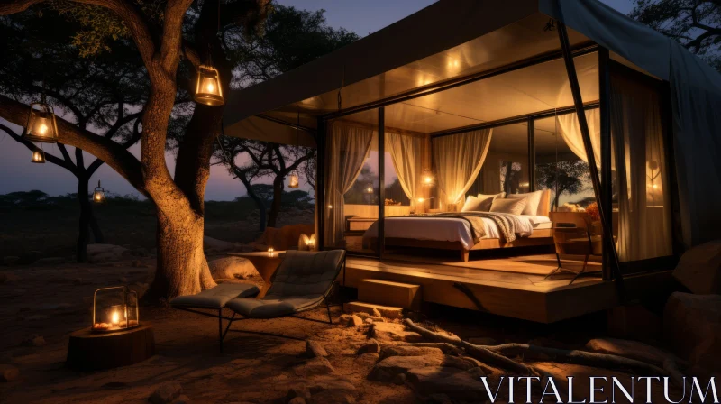 Enchanting Sleeping Lodge: Muted Earth Tones and Surreal Atmospheres AI Image