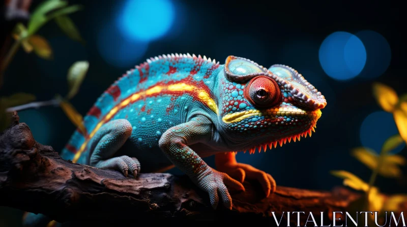 Free Download: Blue Chameleon Animal Wallpaper in Water AI Image