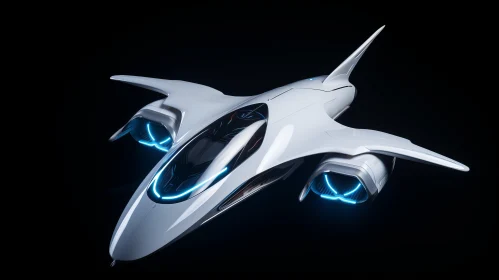 Futuristic Jet with Blue Lights - A Fusion of Nautical Detail and Duckcore