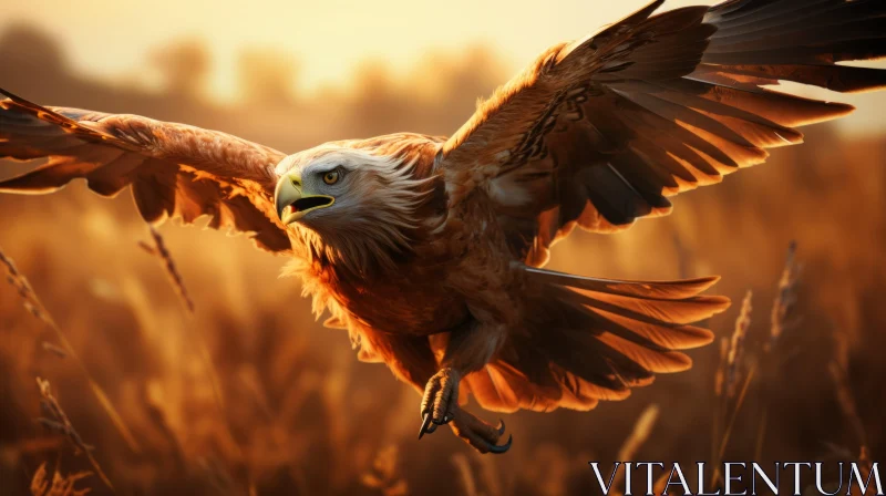 Majestic Eagle in Golden Light - A Stunning Wildlife Illustration AI Image