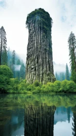 Majestic Giant Tree in Serene Forest with Calm Waters | Monumental Forms