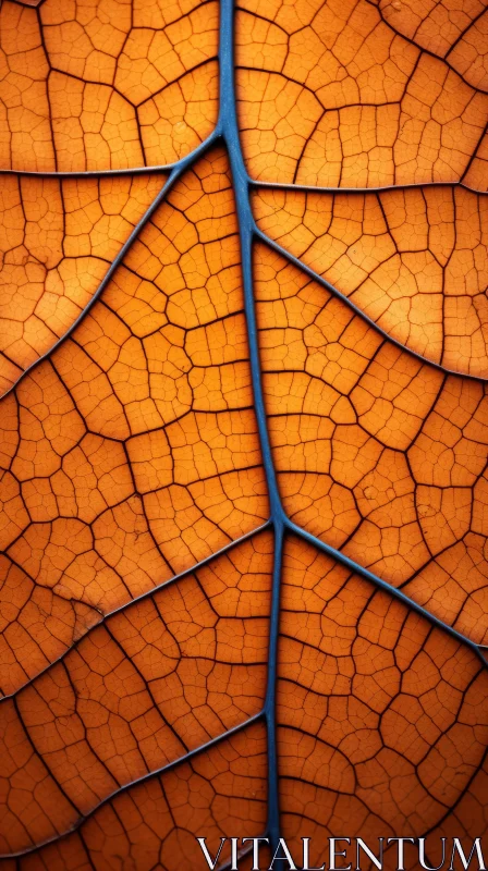 Orange Leaf with Architectural Grid Veins - Nature's Artistry AI Image