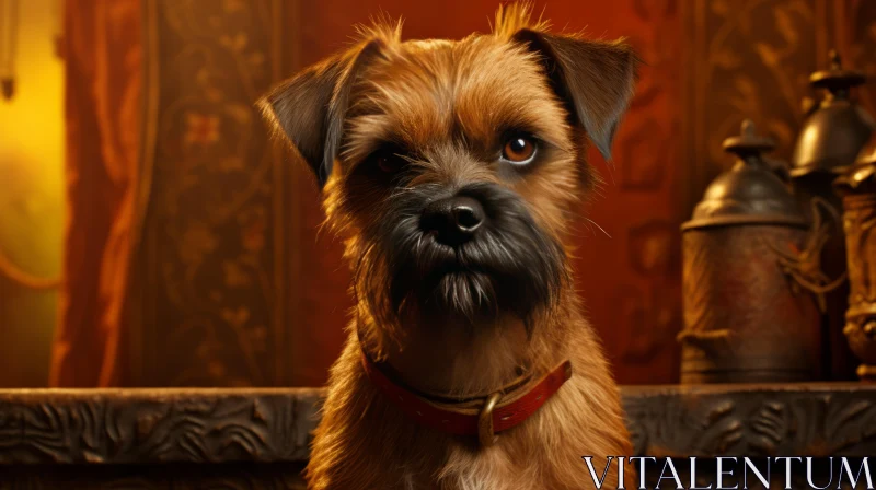 AI ART Regal Dog in Red Suit Under Lamp Light - Cinematic Pet Portraiture