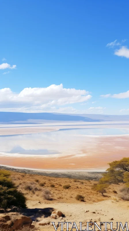 Tranquil Lake in the Desert | Ndebele Art-Inspired Landscape AI Image