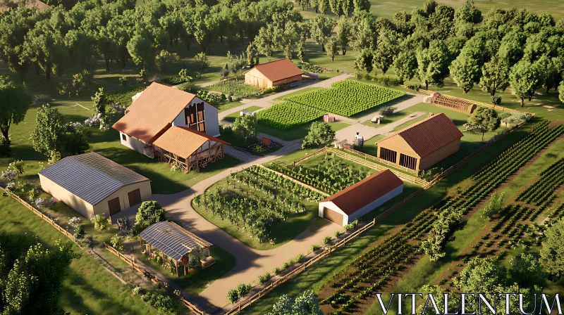 Agricultural Landscape: A Serene Farm AI Image