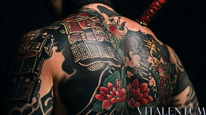 Detailed Traditional Japanese Back Tattoo AI Image