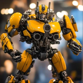 Robotic Warrior in Striking Yellow Armor