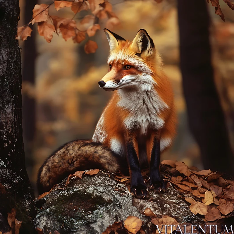 Red Fox Portrait in Woods AI Image