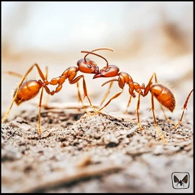 Close-up of Ants on Soil