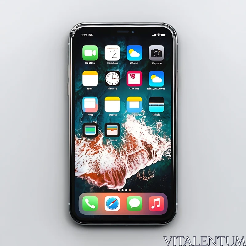 Mobile Phone with Custom Abstract Wallpaper AI Image