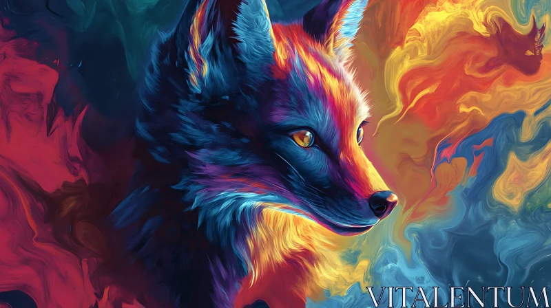 AI ART Vibrant Fox Art - Unique Animal Painting