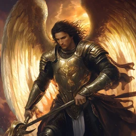 Angel in Golden Armor with Weapon