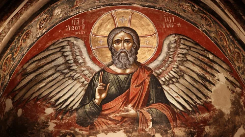 Winged Angel Fresco: Historical Religious Art