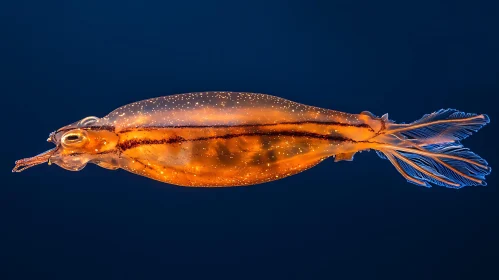 Bright Orange Aquatic Creature with Feather-like Fins