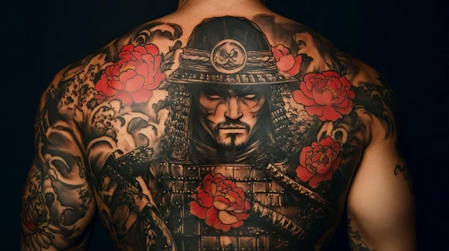 Intricate Samurai Warrior Tattoo on Back