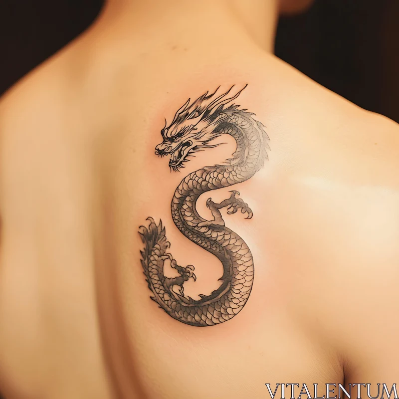 Exquisite Black Dragon Tattoo Art AI Image