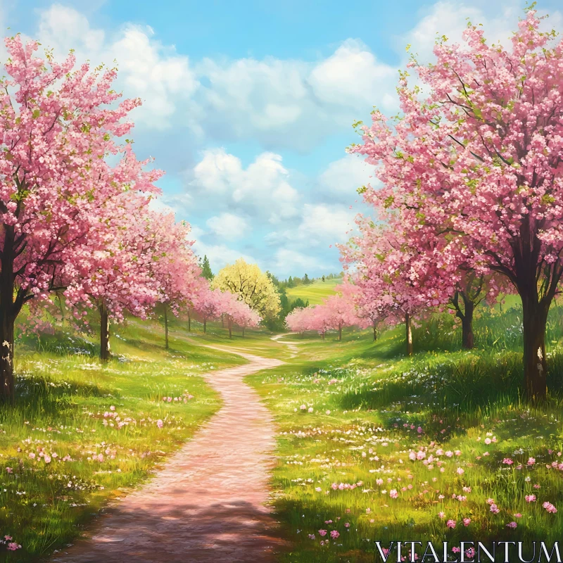 AI ART Blossom Trees on a Sunny Spring Day