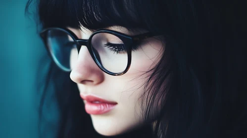 Woman with Glasses in Tranquil Portrait