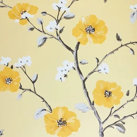 Yellow Floral Pattern with White Accents