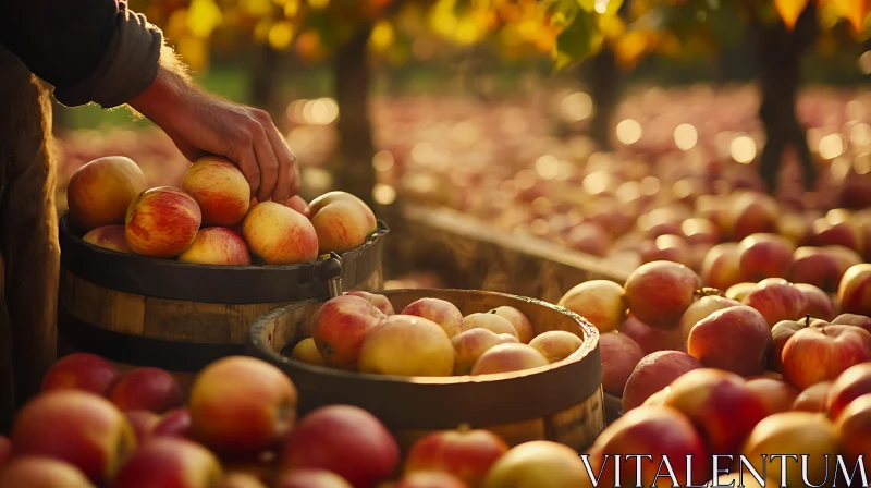 Apple Orchard Harvest: A Golden Bounty AI Image