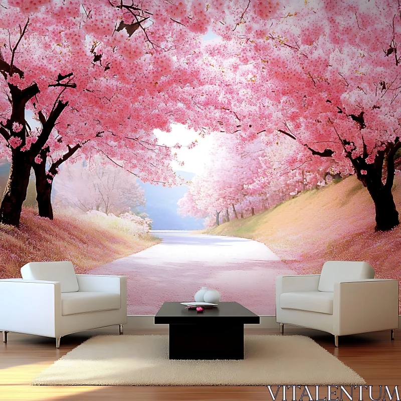 Floral Interior with Cherry Blossoms AI Image