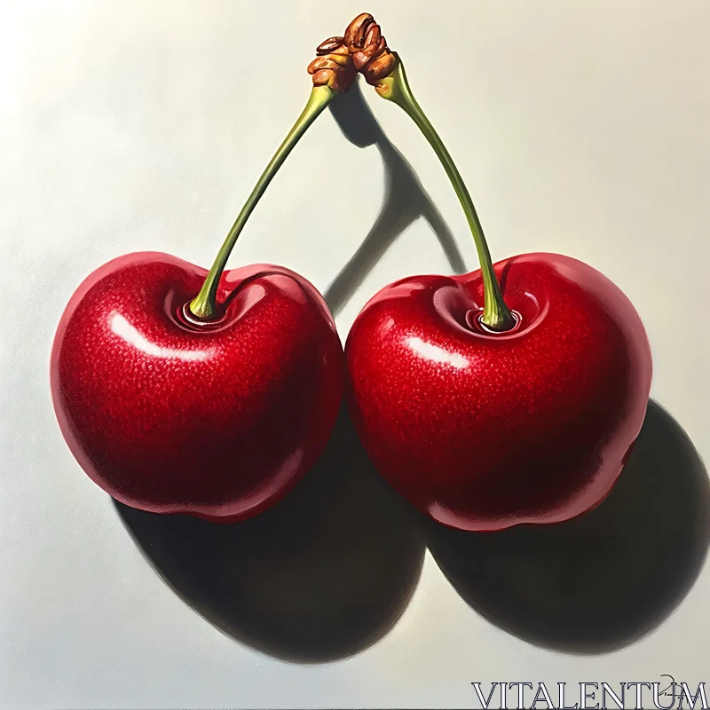 Pair of Cherries Art AI Image